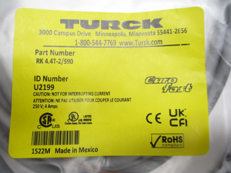 TURCK RK4.4T-2/S90 U2199 250V 4A NSMP