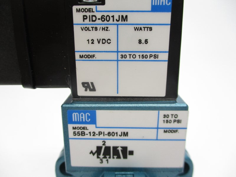 MAC 55B-12-PI-601JM 12VDC 150PSI 5/8" NSMP