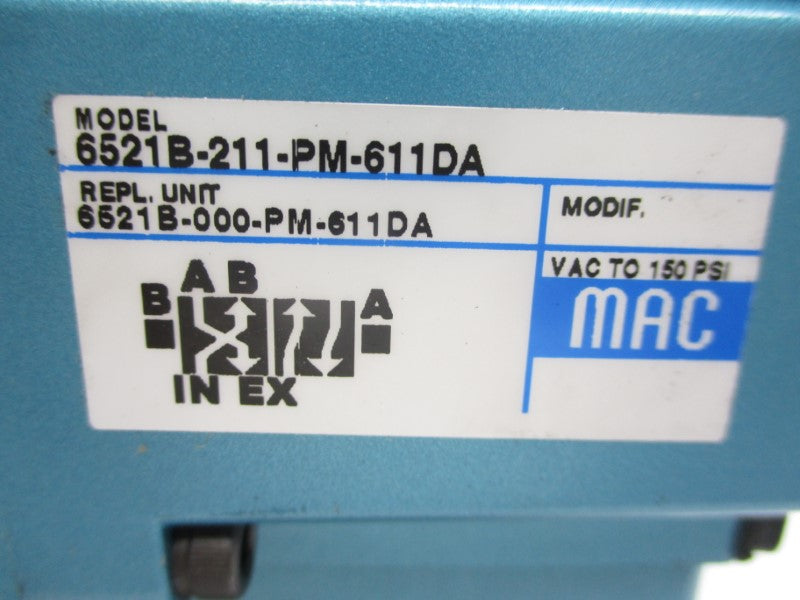 MAC 6521B-211-PM-611DA 24VDC 150PSI 3/4" NSNP