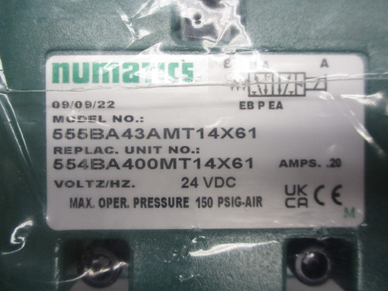 NUMATICS 555BA43AMT14X61 24VDC .2A 3/4" NSMP