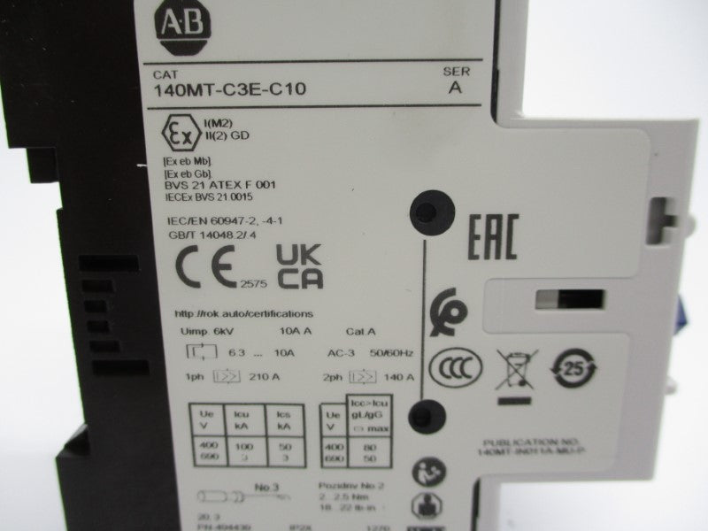 ALLEN BRADLEY 140MT-C3E-C10 SER. A 690V 6.3-10A (WH) NSMP