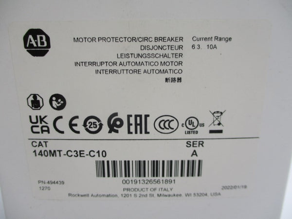 ALLEN BRADLEY 140MT-C3E-C10 SER. A 690V 6.3-10A (WH) NSMP