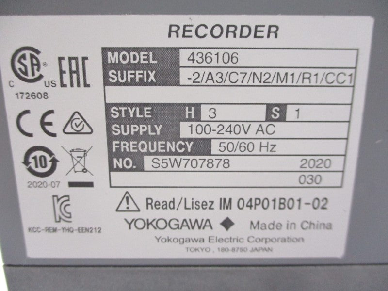 YOKOGAWA 436106-2/A3/C7/N2/M1/R1/CC1 100-240VAC NSMP