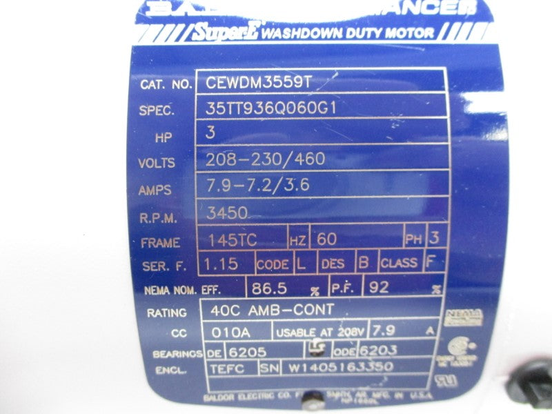BALDOR CEWDM3559T 208-230/460V 7.9-7.2/3.6A NSNP