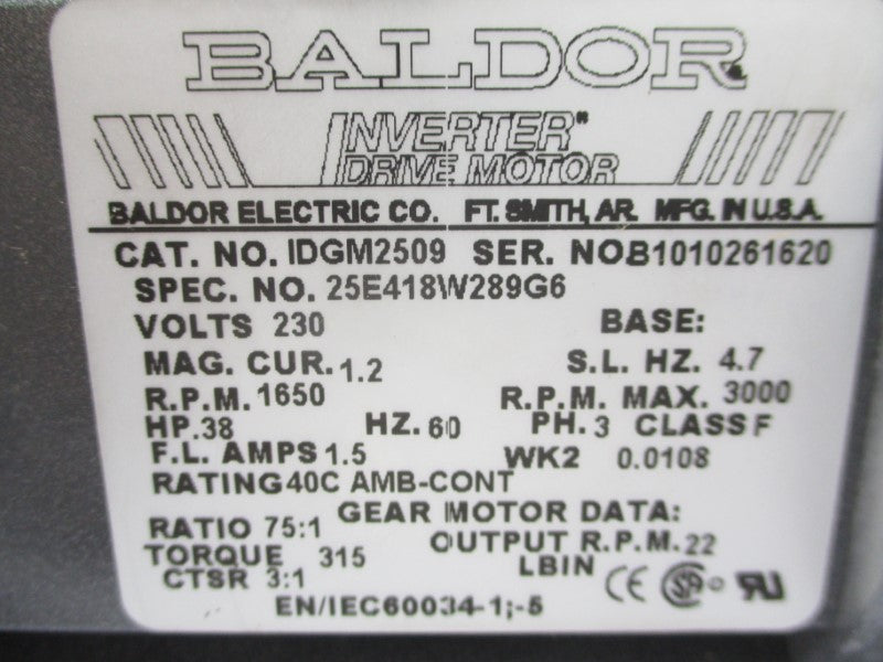 BALDOR IDGM2509 230V 1.5A NSMP