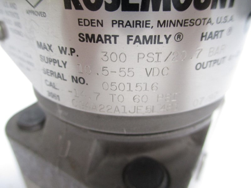 ROSEMOUNT 3051CG4A22A1JE5L4S1 10.5-55VDC -14.7-60PSI 7/8" UNMP