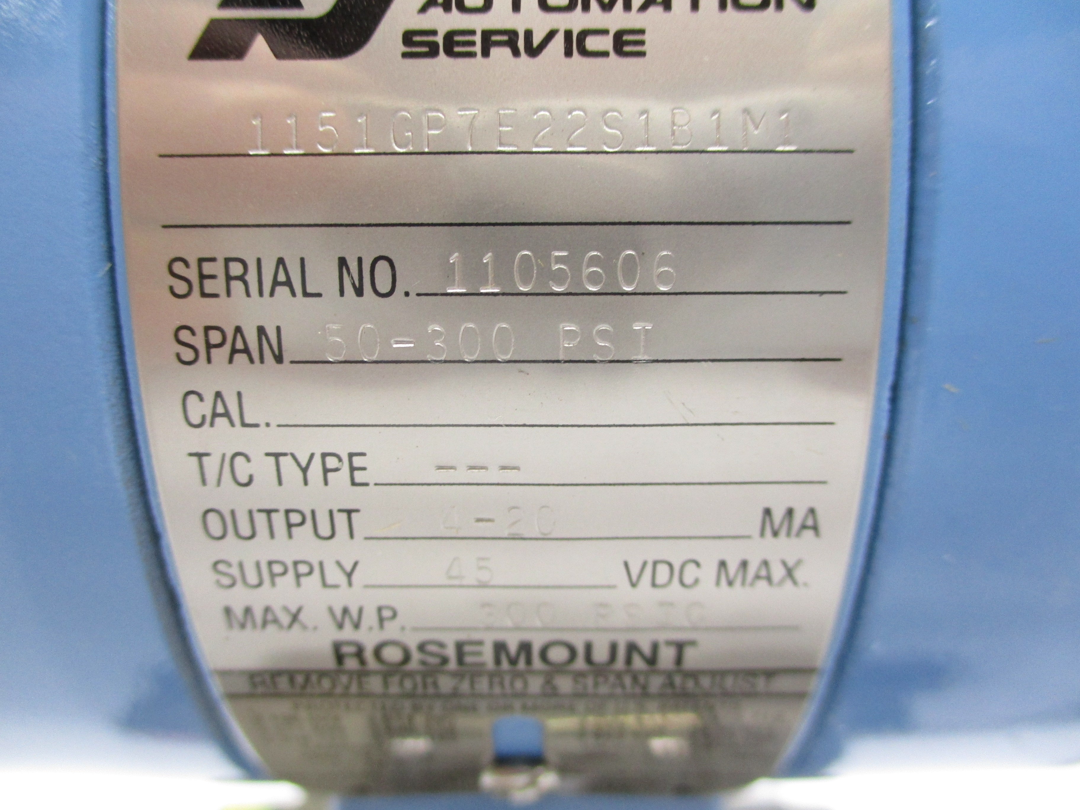 ROSEMOUNT 1151GP7E22S1B1M1 45VDC 50-300PSI NSNP