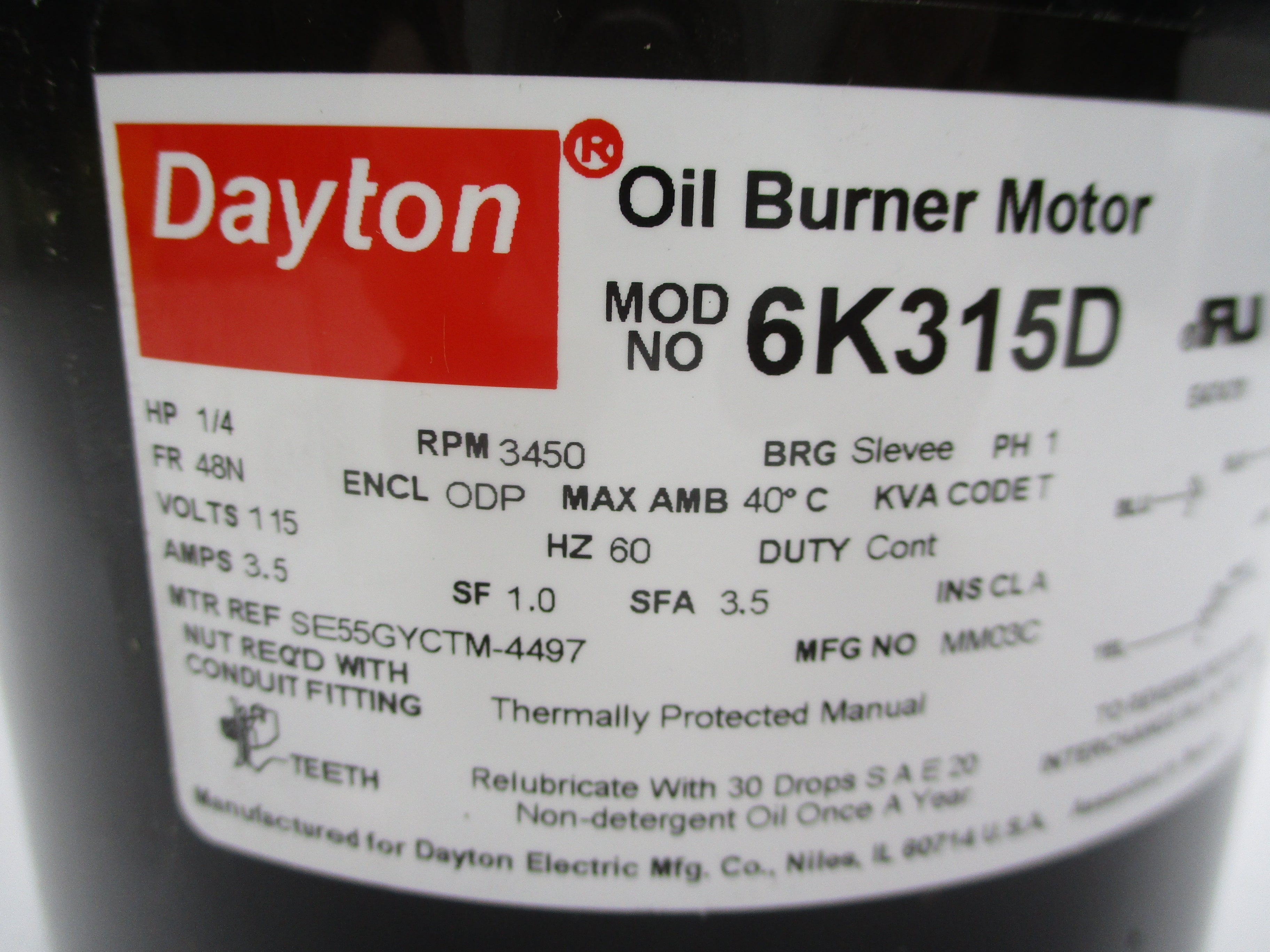 DAYTON 6K315D 115V 3.5A NSMP