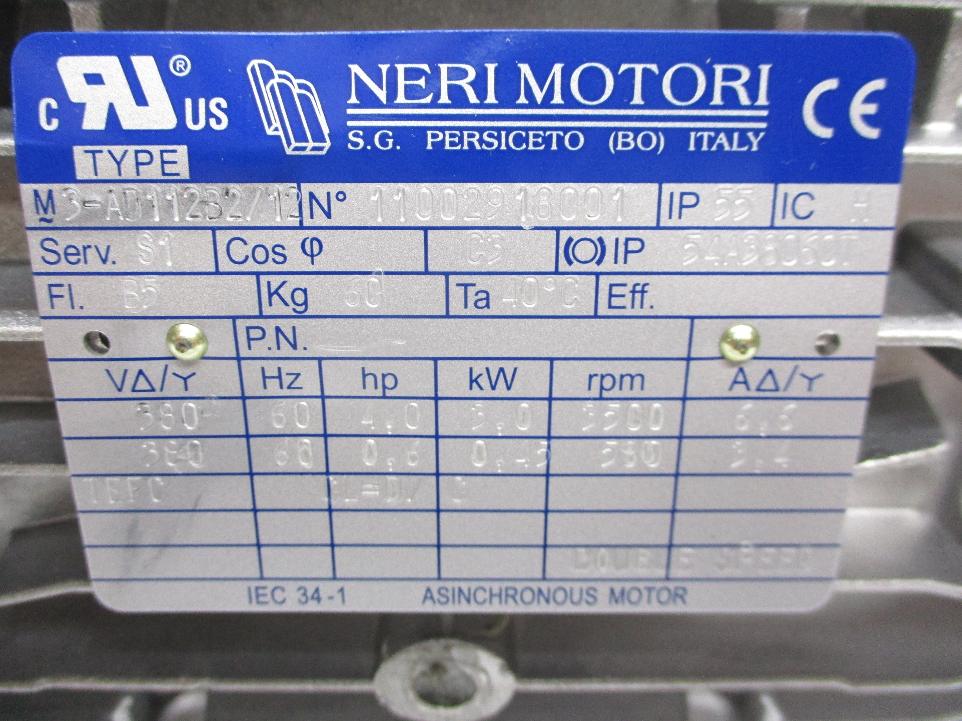NERI MOTORI AD112B2/12 380V 6.6A NSNP