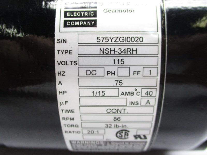 BODINE ELECTRIC NSH-34RH 115V .75A NSNP