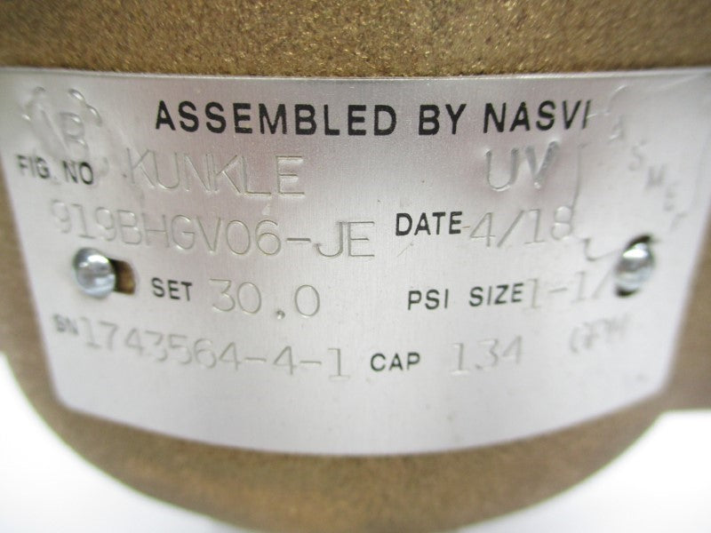 KUNKLE 919BHGV06-JE 30PSI 1-1/4" NSNP