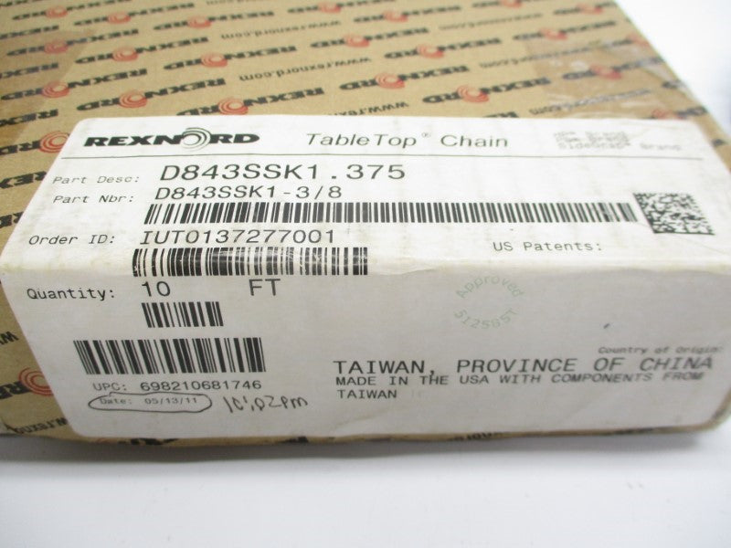 REXNORD D843SSK1-3/8 10' NSMP