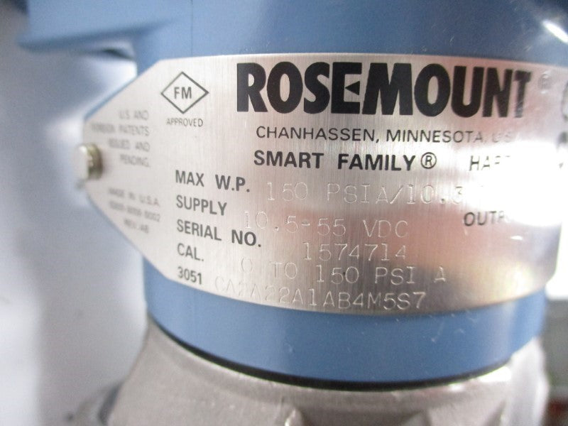 ROSEMOUNT 3051CA2A22A1AB4M5S7 10.5-55VDC 150PSI UNMP