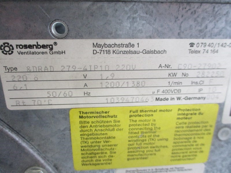 ROSENBERG C90-27902 DRAD279-4IP10 220V 6.1A UNMP