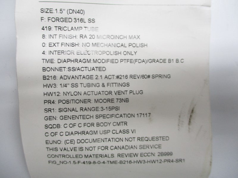 ITT 938260-001-002 73N-B 90PSI 1-3/8" (AS IS) NSNP