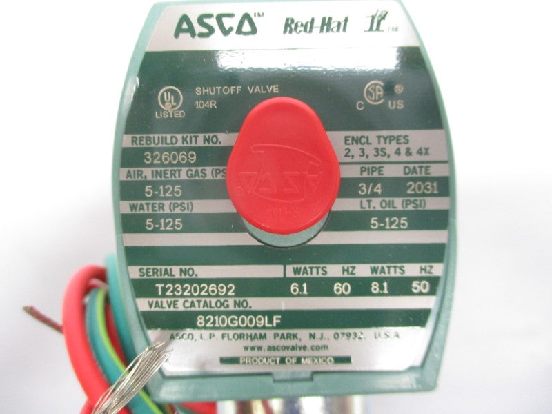 ASCO 8210G009LF 110-120V 5-125PSI 3/4" NSMP