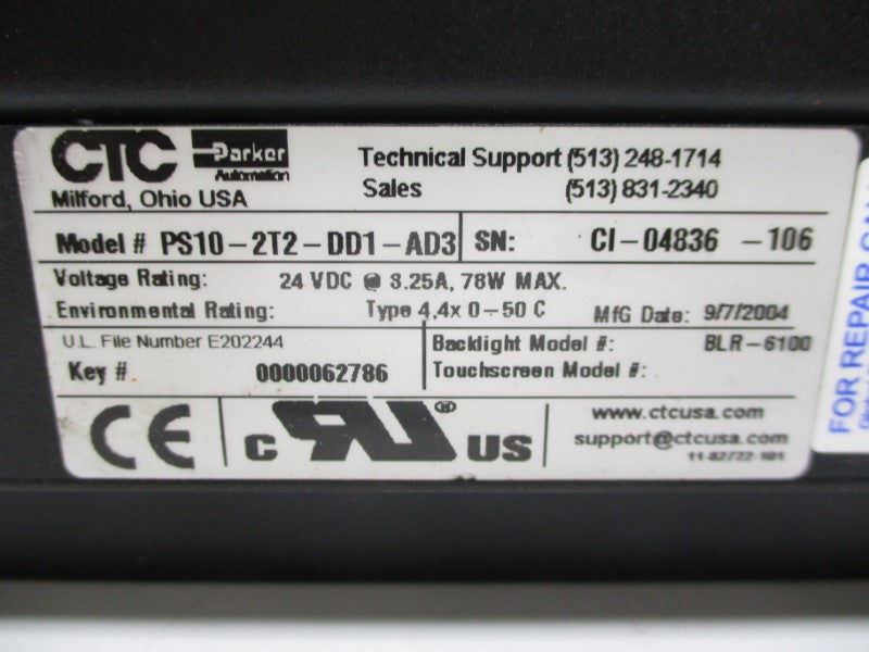 PARKER PS10-2T2-DD1-AD3 24VDC 3.25A UNMP
