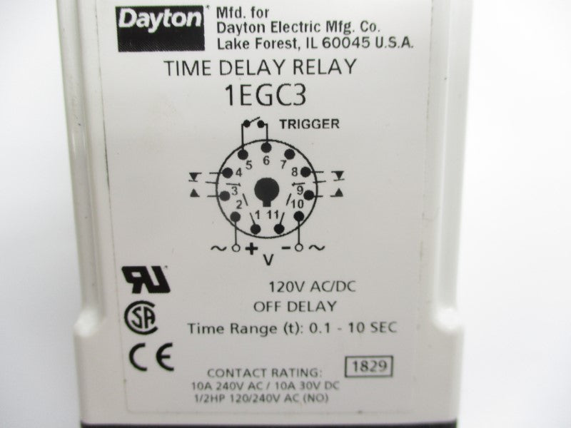 DAYTON 1EGC3 120VAC/DC 0.1-10S NSMP