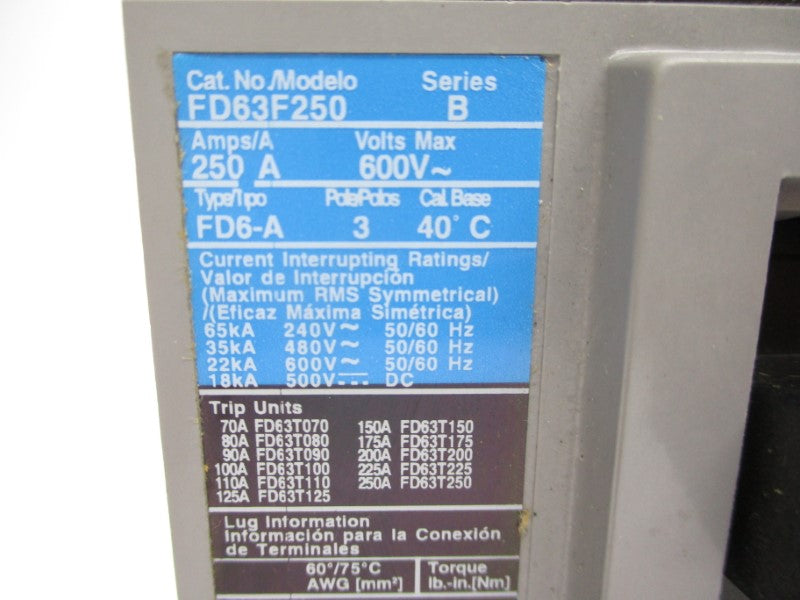SIEMENS FD63F250 SER. B 600V 250A (FRAME ONLY) NSNP