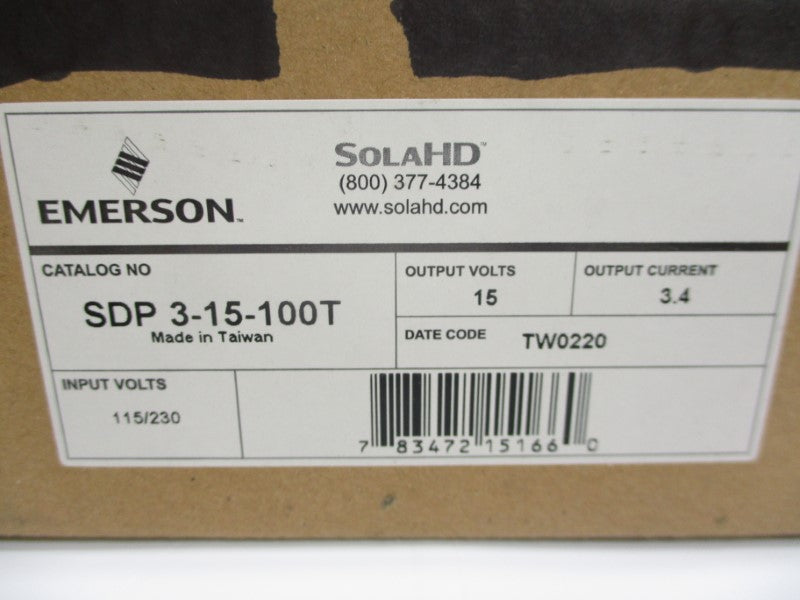 EMERSON SDP3-15-100T 15VDC 3.4A NSMP