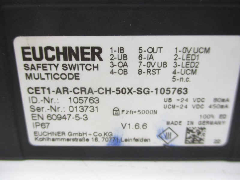 EUCHNER CET1-AR-CRA-CH-50X-SG-105763 24VDC NSMP