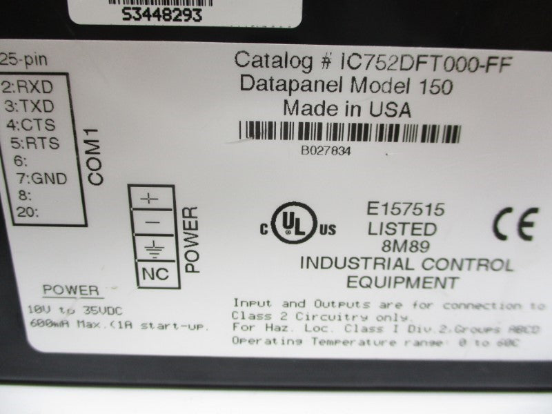 GENERAL ELECTRIC IC752DFT000-FF 150 10-35VDC 1A NSNP