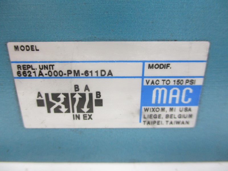 MAC 6621A-000-PM-611DA 24VDC 150PSI UNMP