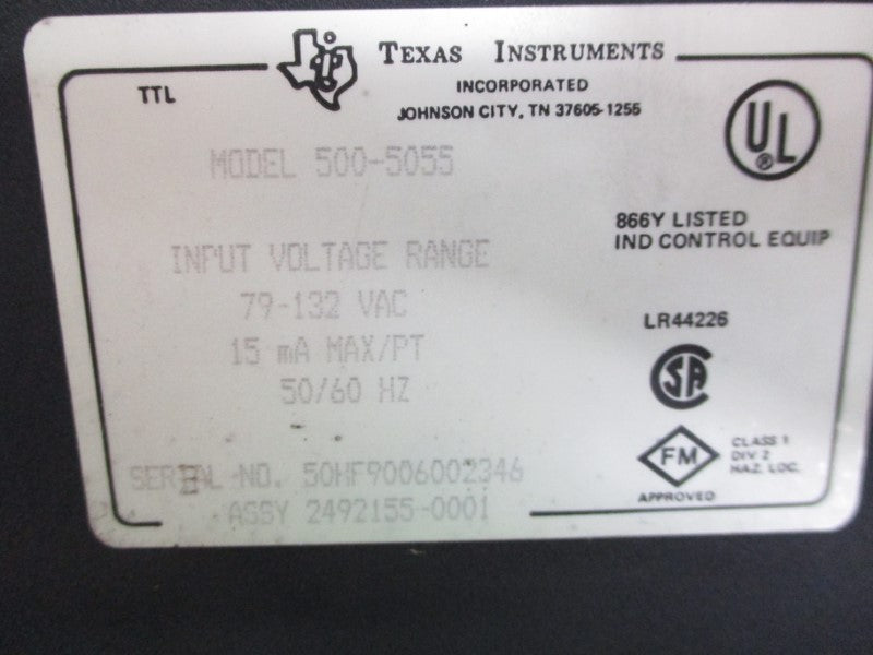 TEXAS INSTRUMENTS 500-5055 2492155-0001 79-132VAC (NO COVER) UNMP