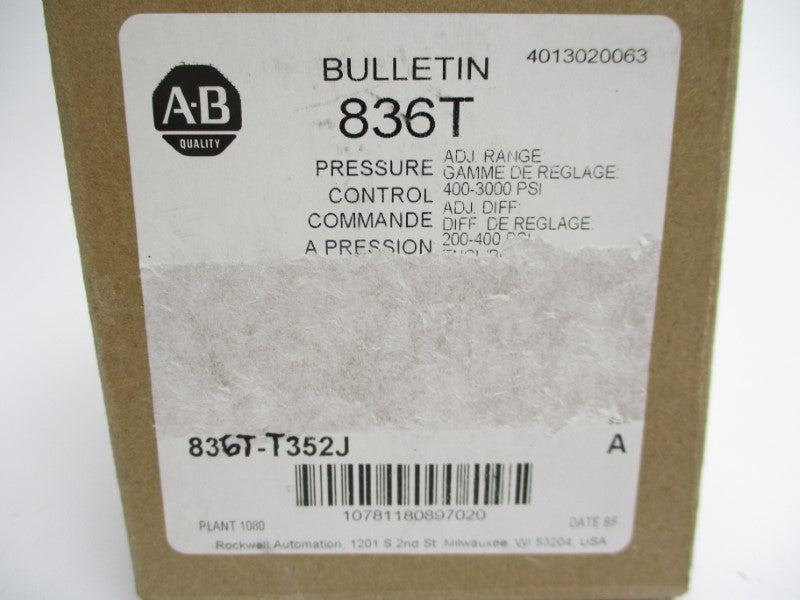 ALLEN BRADLEY 836T-T352J SER. A 115-600VDC 400-3000PSI 5/8" (AP) (BR/WH) NSMP