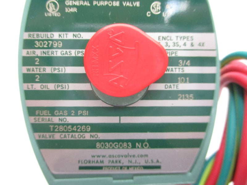 ASCO 8030G083NO 110-120V 2PSI 3/4" NSMP