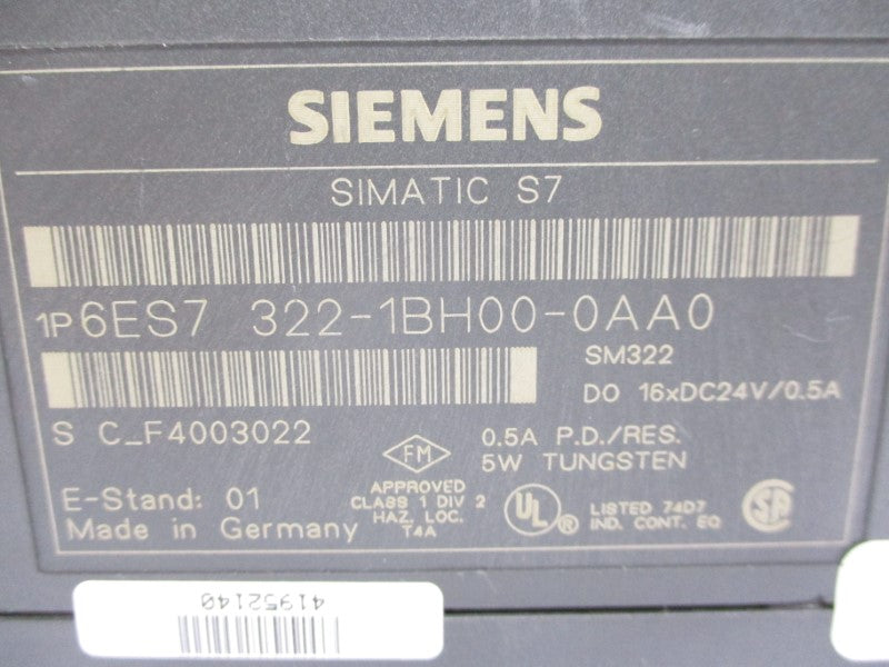 SIEMENS 6ES7322-1BH00-0AA0 24VDC 0.5A UNMP