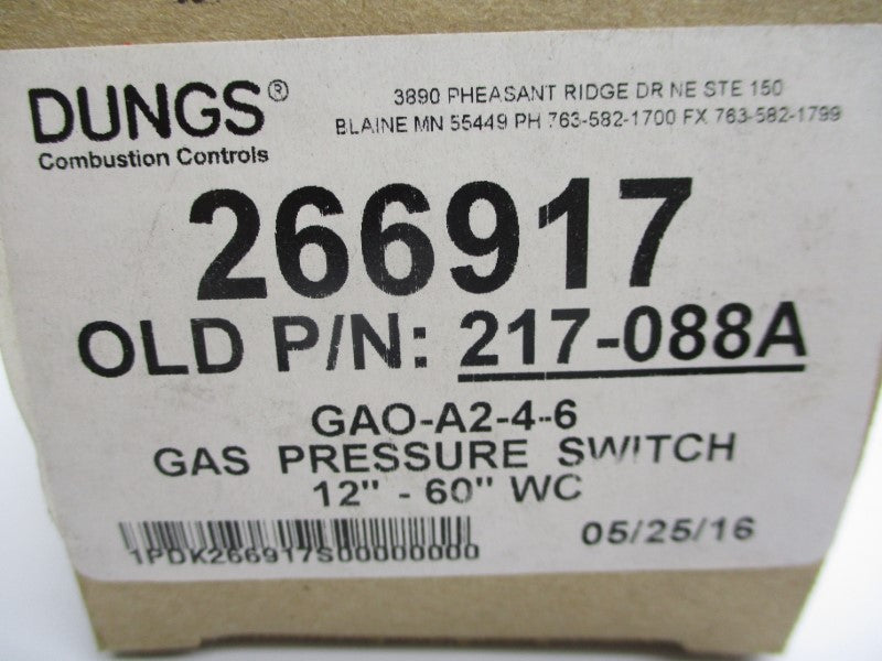 DUNGS GAO-A2-4-6 266917 120VAC 10A 7PSI NSMP