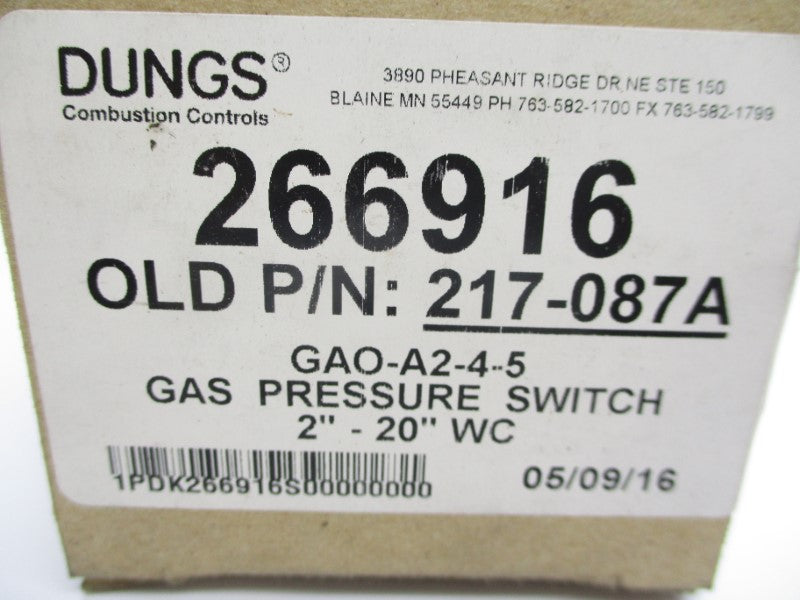 DUNGS GAO-A2-4-5 266916 120VAC 10A 7PSI NSMP