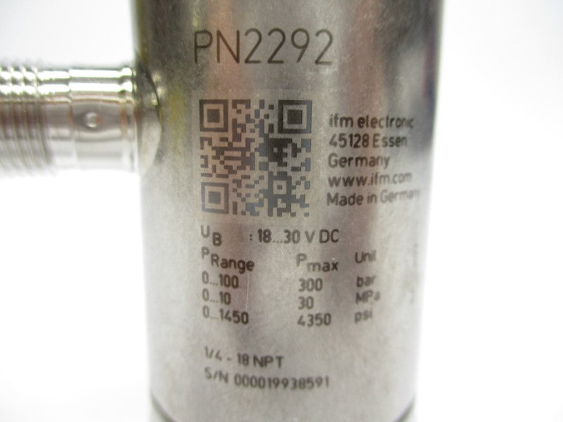 IFM EFECTOR PN-100-SEN14-MFRKG/US//V PN2292 18-30VDC 0-1450PSI NSMP