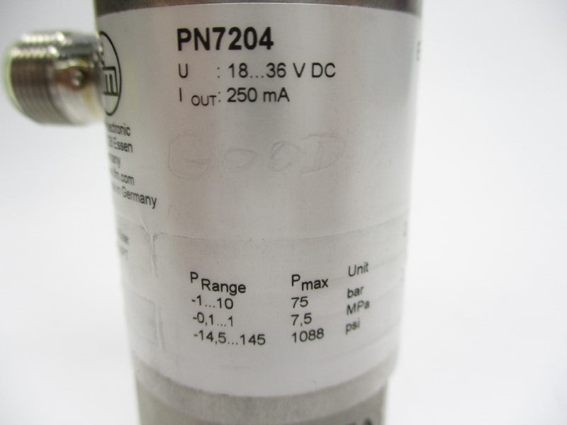 IFM EFECTOR PN7204 18-36VDC -14.5-145PSI UNMP