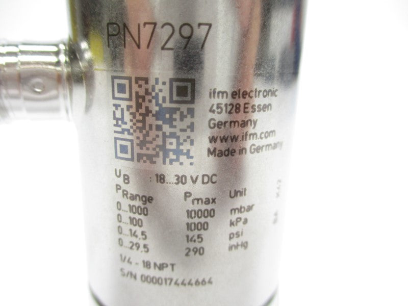 IFM EFECTOR PN-001BREN14-QFRKG/US//V PN7297 18-30VDC 0-14.5PSI NSMP