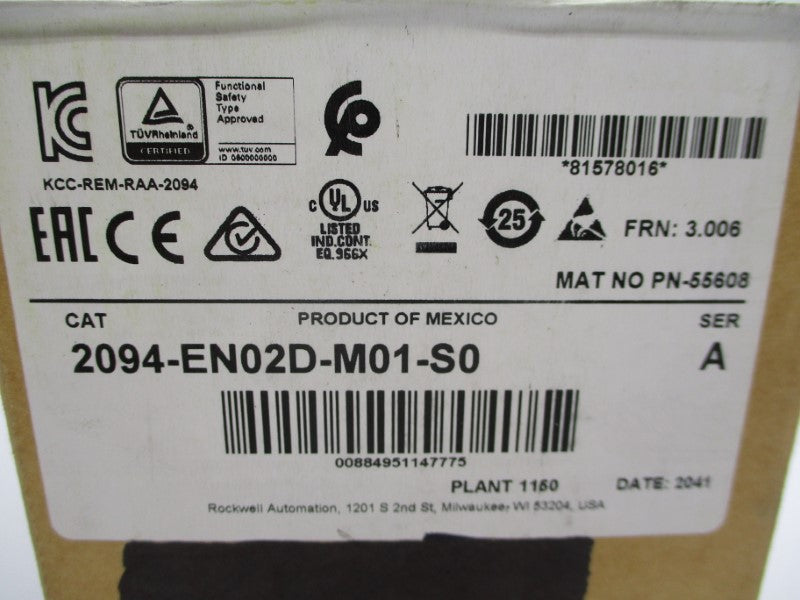 ALLEN BRADLEY 2094-EN02D-M01-S0 SER. A F/W 3.006 (BR/WH) NSFS