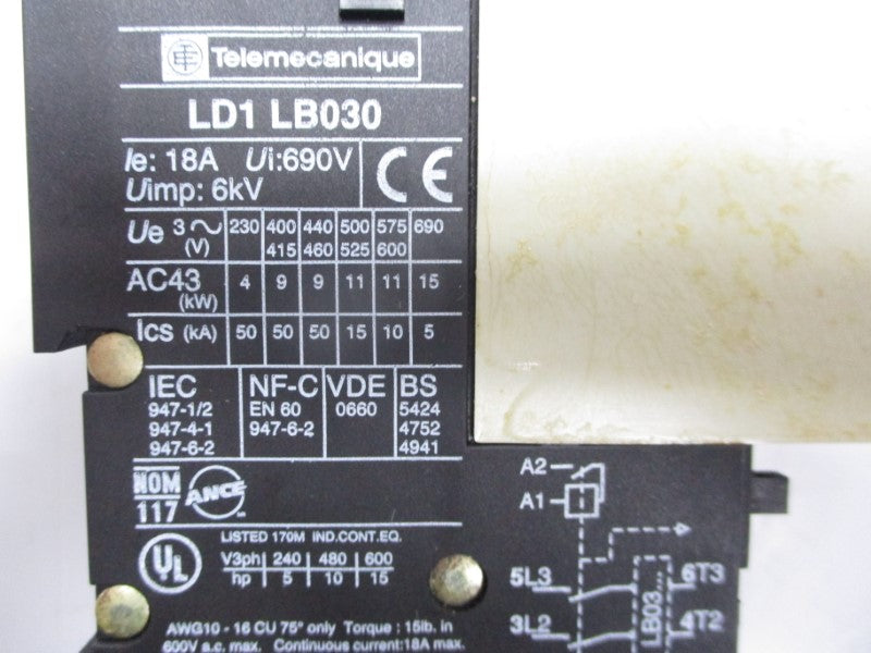 TELEMECANIQUE LD1LB030FC 115-120V 18A NSMP