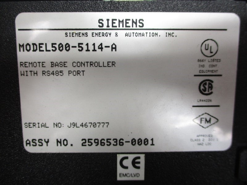 SIEMENS 500-5114-A 2596536-0001 UNMP