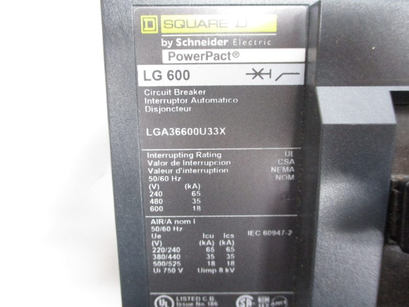 SQUARE D LGA36600U33X 600V 600A NSMP