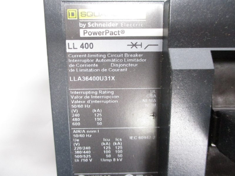 SQUARE D LLA36400U31X 600V 400A NSMP