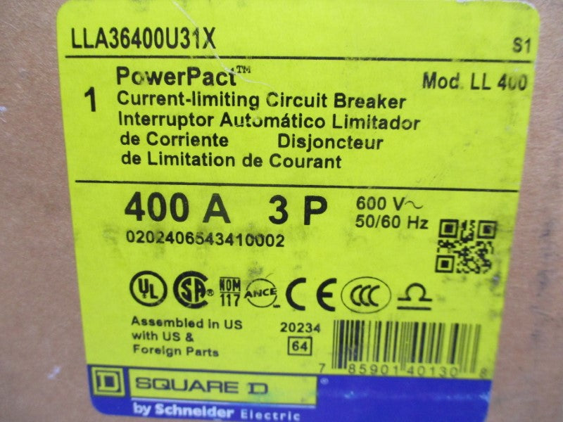 SQUARE D LLA36400U31X 600V 400A NSMP