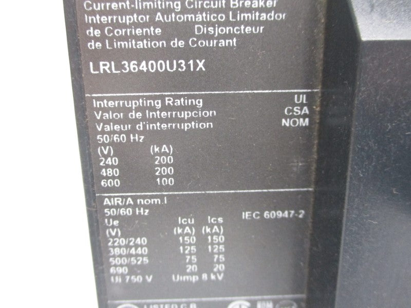 SQUARE D LRL36400U31X 600V 400A NSMP