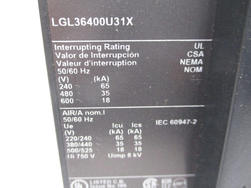 SQUARE D LGL36400U31X 600V 400A NSMP