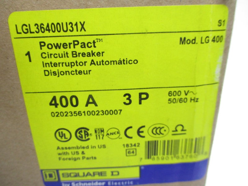 SQUARE D LGL36400U31X 600V 400A NSMP