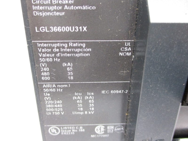 SQUARE D LGL36600U31X 600V 600A NSMP