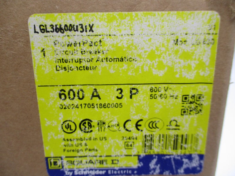 SQUARE D LGL36600U31X 600V 600A NSFS