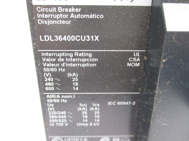 SQUARE D LDL36400CU31X 600V 400A NSMP