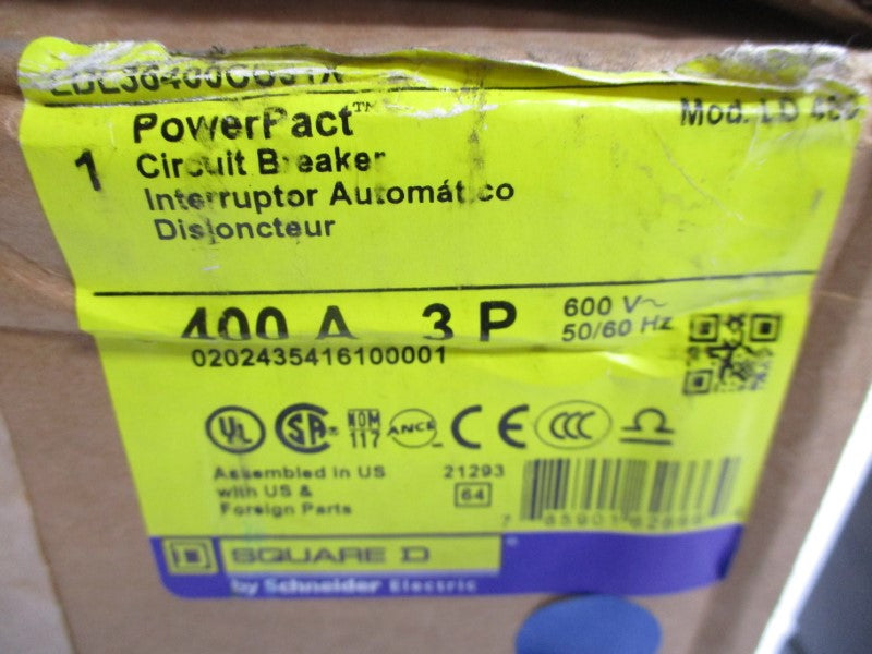 SQUARE D LDL36400CU31X 600V 400A NSMP