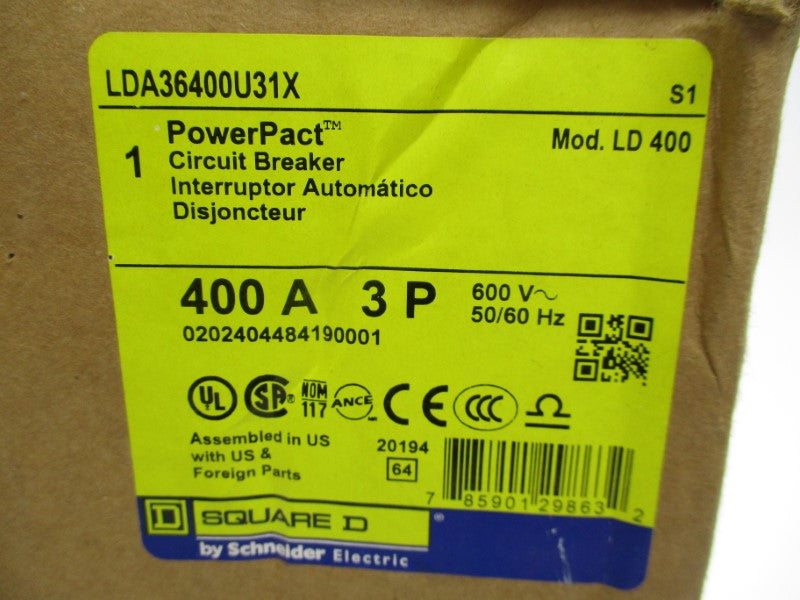 SQUARE D LDA36400U31X 600V 400A NSMP